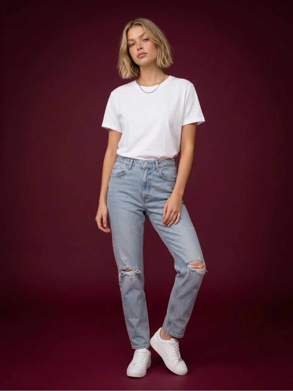 Zara Light Blue Distressed Boyfriend Jeans